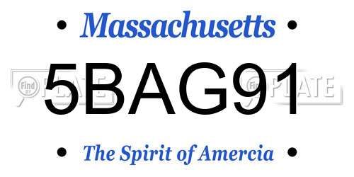 5BAG91 Massachusetts License Plate
