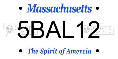 5BAL12 Massachusetts License Plate