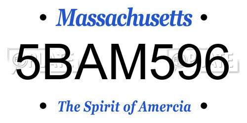 5BAM596 Massachusetts License Plate