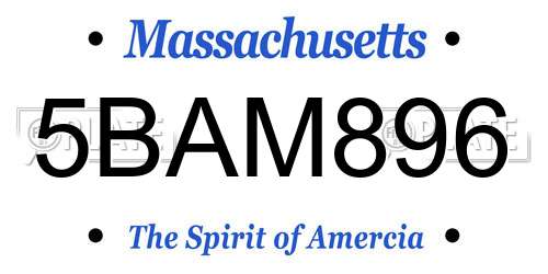 5BAM896 Massachusetts License Plate