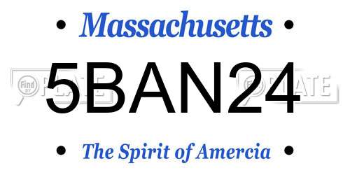 5BAN24 Massachusetts License Plate