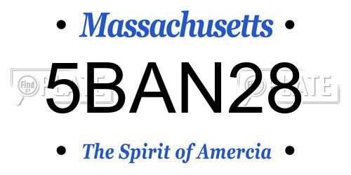 5BAN28 Massachusetts License Plate