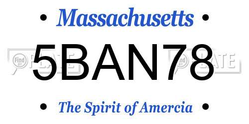 5BAN78 Massachusetts License Plate
