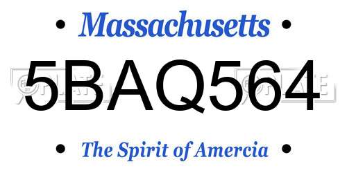 5BAQ564 Massachusetts License Plate