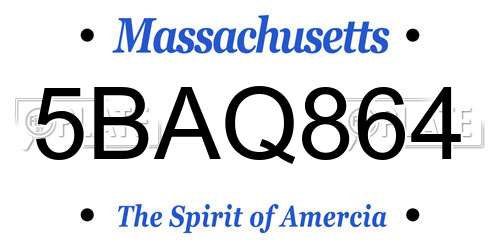 5BAQ864 Massachusetts License Plate