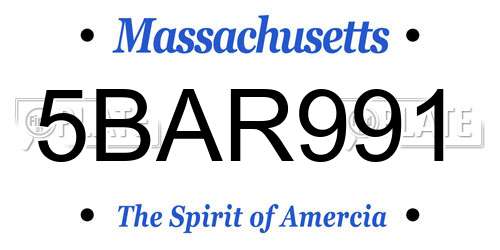 5BAR991 Massachusetts License Plate