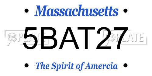 5BAT27 Massachusetts License Plate