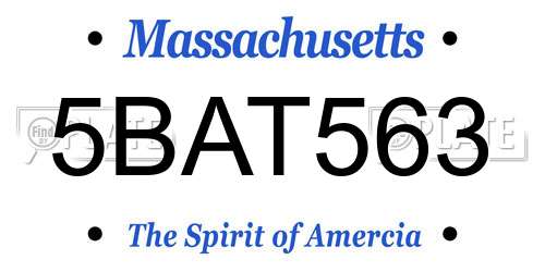5BAT563 Massachusetts License Plate