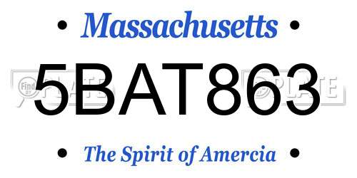 5BAT863 Massachusetts License Plate