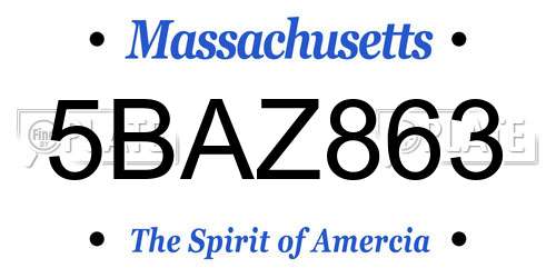 5BAZ863 Massachusetts License Plate