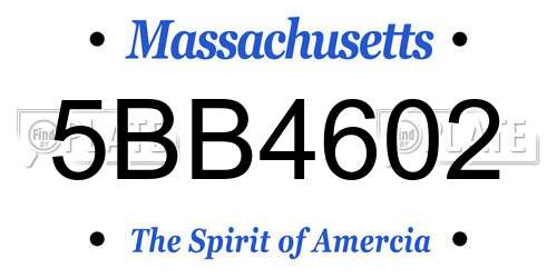 5BB4602 Massachusetts License Plate