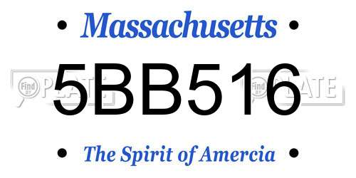 5BB516 Massachusetts License Plate