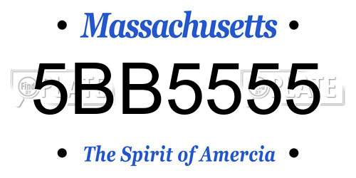 5BB5555 Massachusetts License Plate