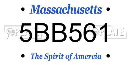 5BB561 Massachusetts License Plate