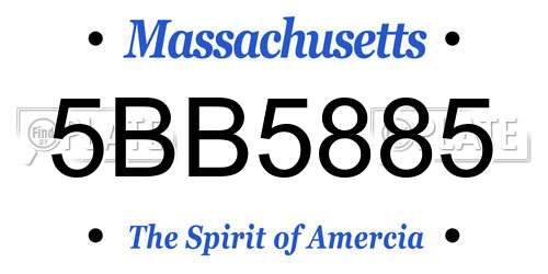 5BB5885 Massachusetts License Plate