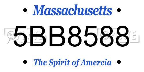 5BB8588 Massachusetts License Plate