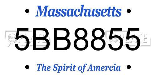 5BB8855 Massachusetts License Plate