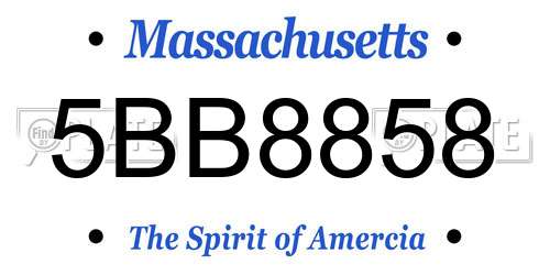 5BB8858 Massachusetts License Plate