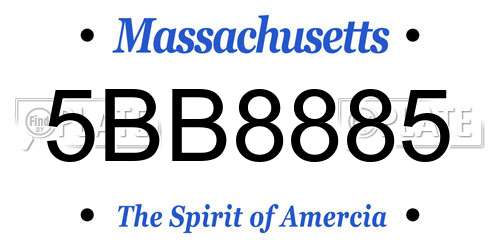 5BB8885 Massachusetts License Plate