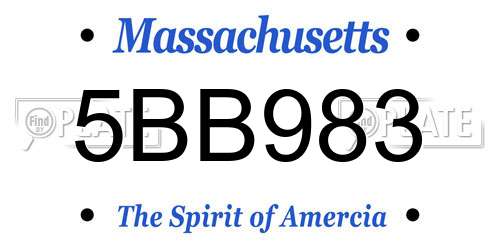 5BB983 Massachusetts License Plate