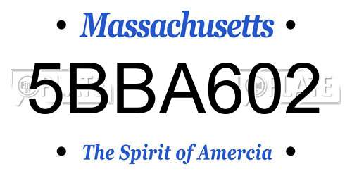 5BBA602 Massachusetts License Plate