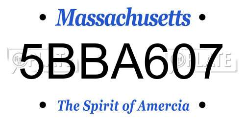5BBA607 Massachusetts License Plate