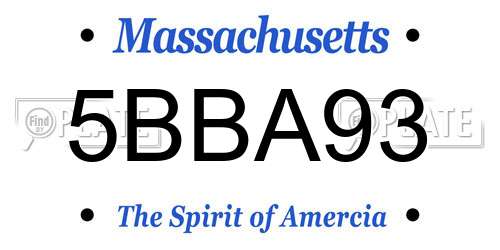 5BBA93 Massachusetts License Plate