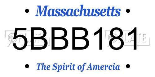 5BBB181 Massachusetts License Plate