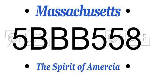 5BBB558 Massachusetts License Plate