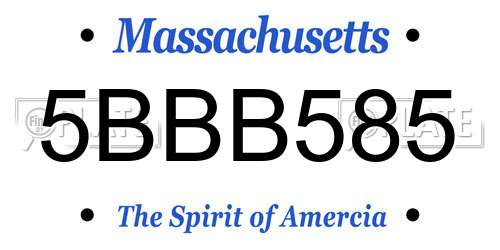 5BBB585 Massachusetts License Plate