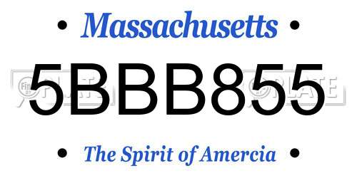 5BBB855 Massachusetts License Plate