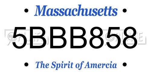 5BBB858 Massachusetts License Plate
