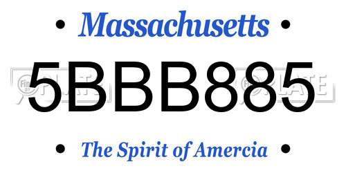 5BBB885 Massachusetts License Plate
