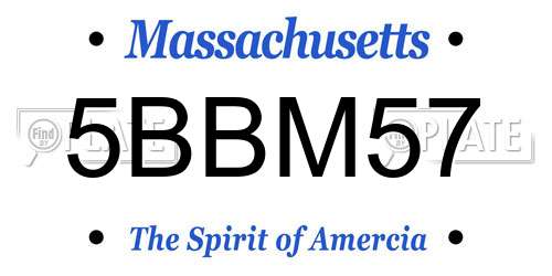 5BBM57 Massachusetts License Plate