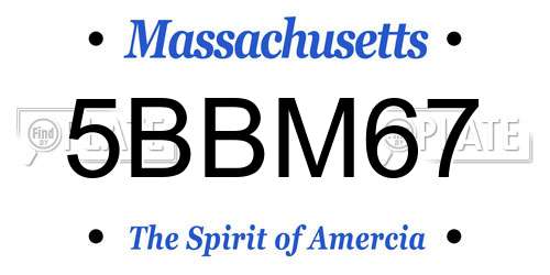 5BBM67 Massachusetts License Plate