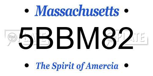 5BBM82 Massachusetts License Plate