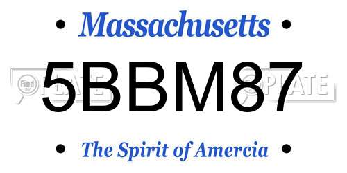 5BBM87 Massachusetts License Plate