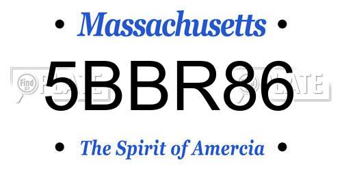 5BBR86 Massachusetts License Plate