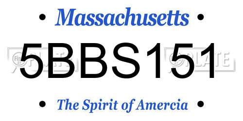 5BBS151 Massachusetts License Plate