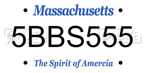 5BBS555 Massachusetts License Plate
