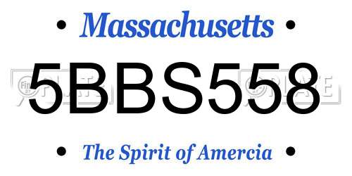 5BBS558 Massachusetts License Plate