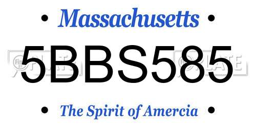 5BBS585 Massachusetts License Plate