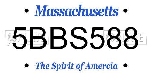 5BBS588 Massachusetts License Plate