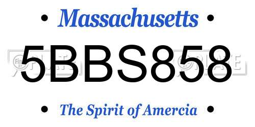 5BBS858 Massachusetts License Plate