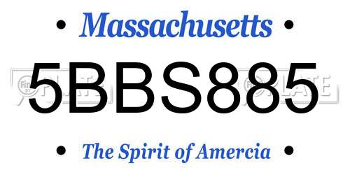 5BBS885 Massachusetts License Plate