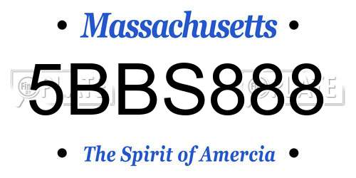 5BBS888 Massachusetts License Plate