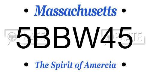 5BBW45 Massachusetts License Plate