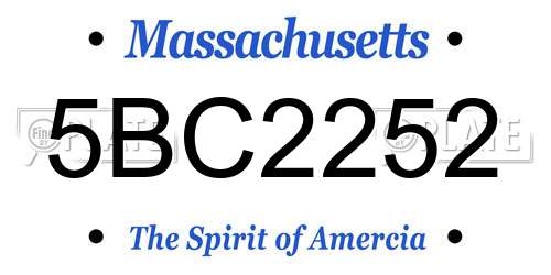 5BC2252 Massachusetts License Plate