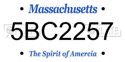 5BC2257 Massachusetts License Plate