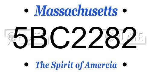 5BC2282 Massachusetts License Plate